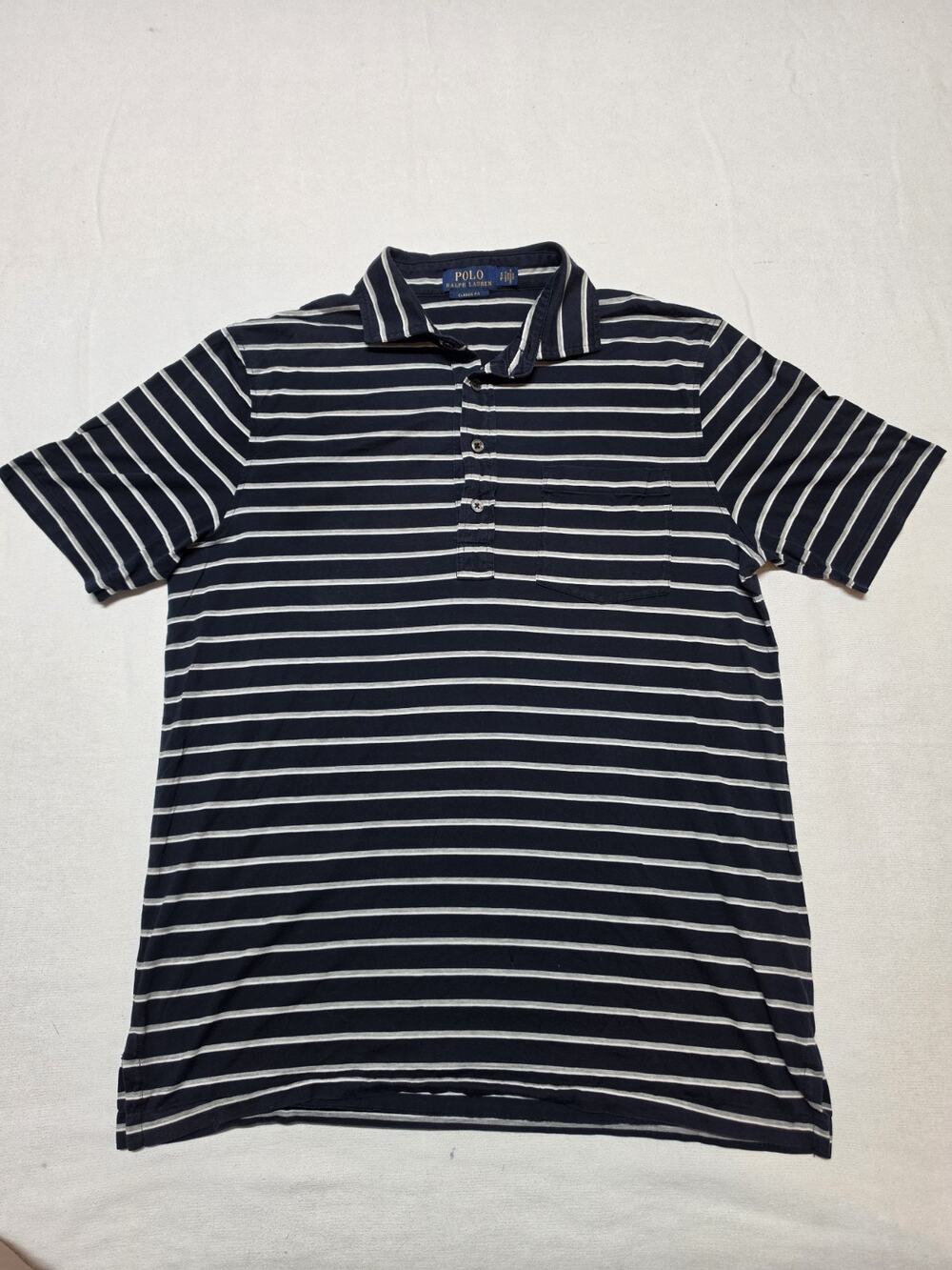 polo ralph lauren polo shirt Blue With White Stripes Mens Size Small Classic Fit